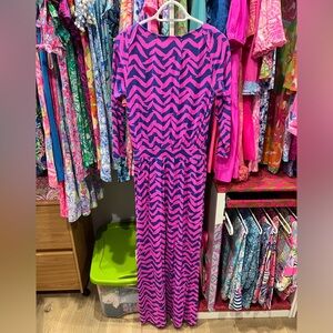 Lilly Pulitzer Pink/Navy Maxi Dress- size Medium. ****ALTERED****